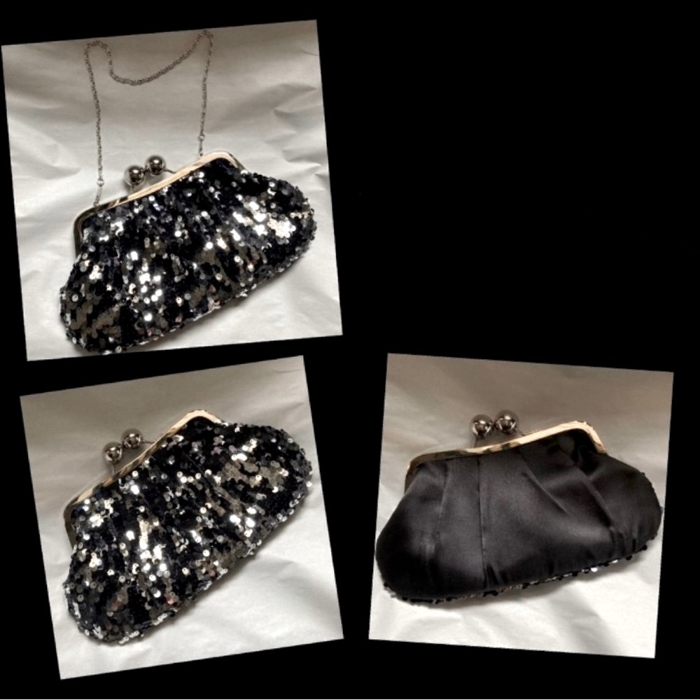 Vintage Black and Silver Sequin Bag with Chain Strap - Picture 11 of 14